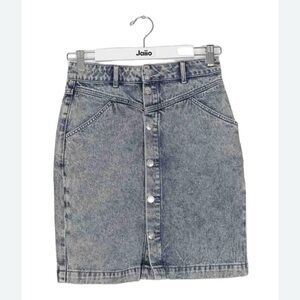 NWT Isabel Marant Cotton Acid Wash Denim Jean Vented Skirt Sz. 36 (4)